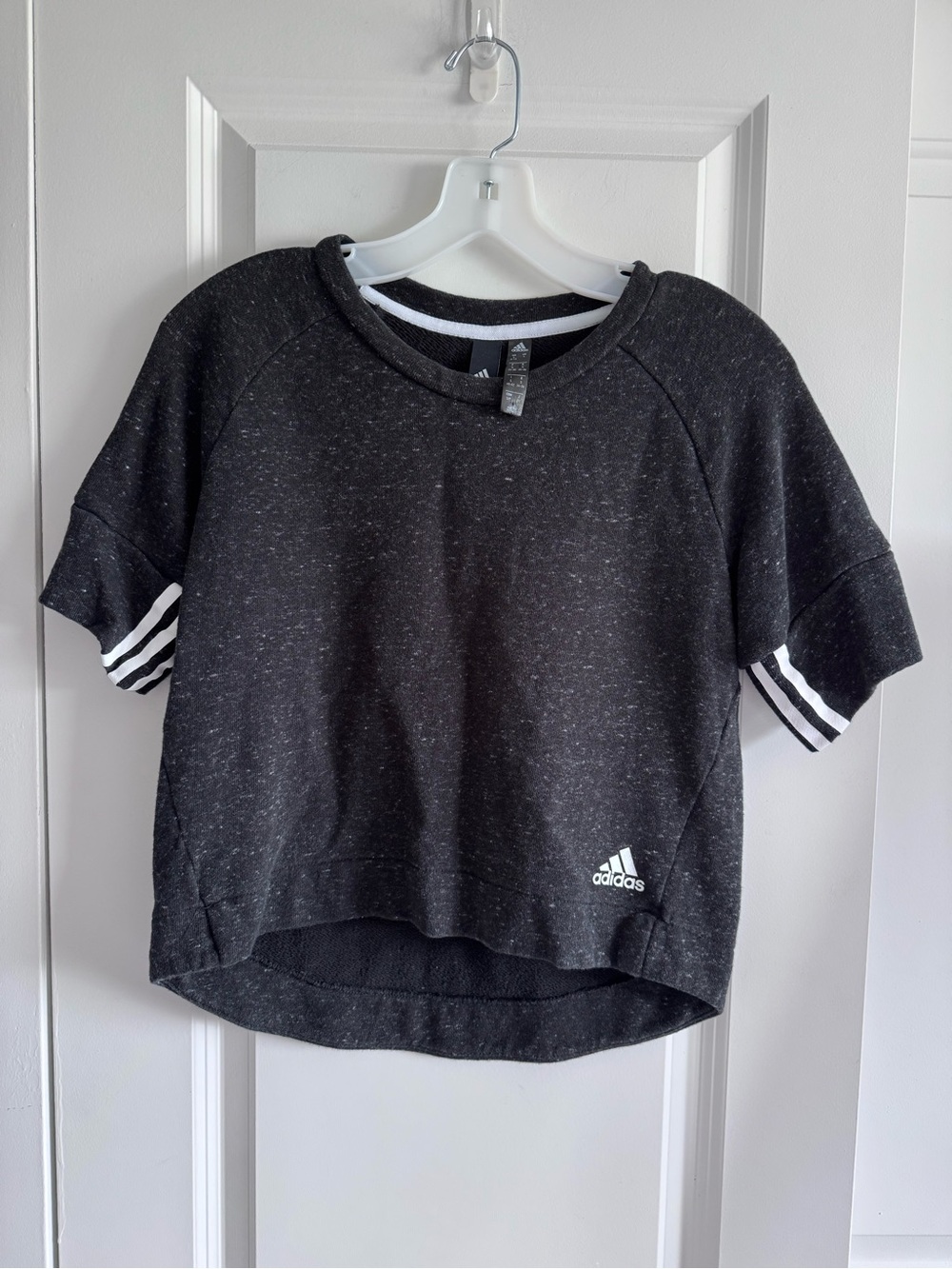 Adidas women's heathered, cropped short sleeve sweatshirt